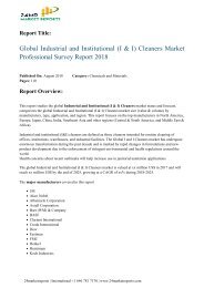 Global Industrial and Institutional (I & I) Cleaners Market Professional Survey Report 2018