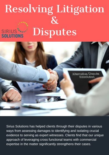 Get Help to Resolve Corporate Litigation & Disputes | Sirius Solutions