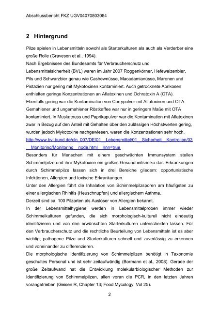 Abschlußbericht zum Projekt „Molekularbiologische ... - UOK