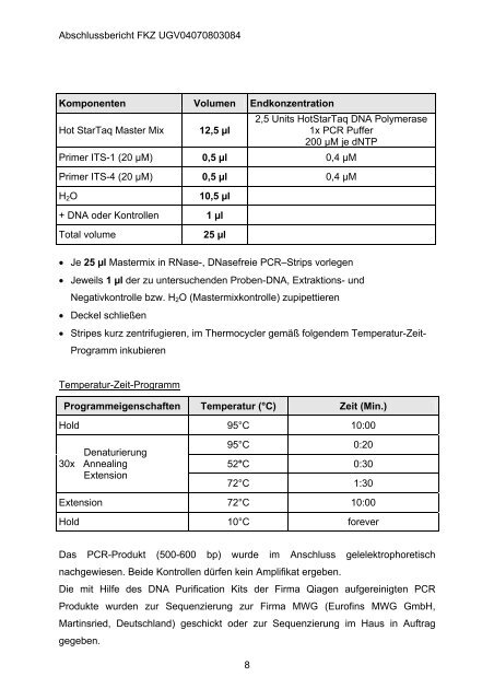 Abschlußbericht zum Projekt „Molekularbiologische ... - UOK