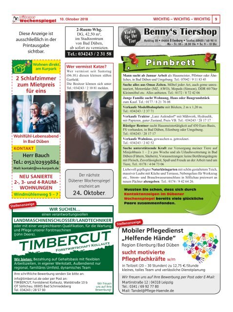 Dübener Wochenspiegel - Ausgabe 19 - Jahrgang 2018