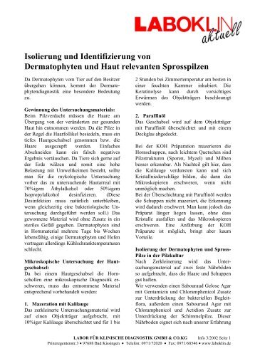 Isolierung und Identifizierung von Dermatophyten und ... - Laboklin