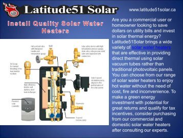 Install Quality Solar Water Heaters