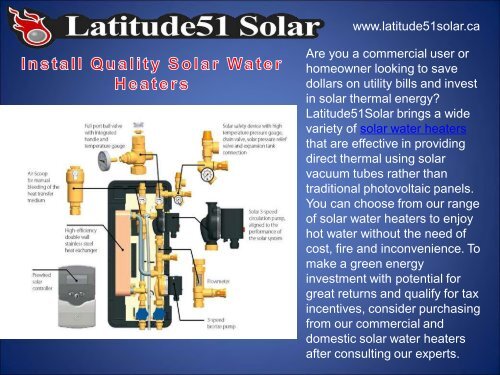 Install Quality Solar Water Heaters