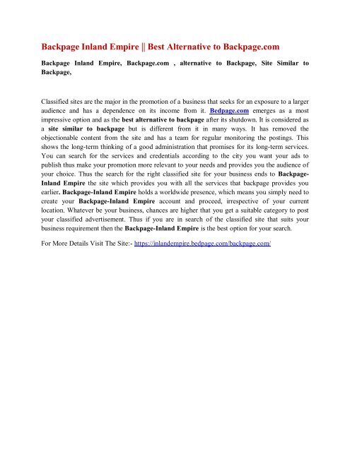 Backpage Inland Empire Pdf