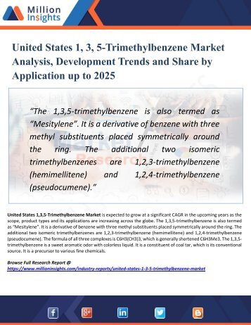 United States 1,3,5-Trimethylbenzene Market Supplier, Competition by Manufacturers and Competitor Analysis to 2025 Forecast 