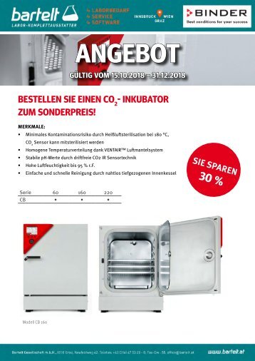 Bartelt BINDER C02 Inkubator Aktion