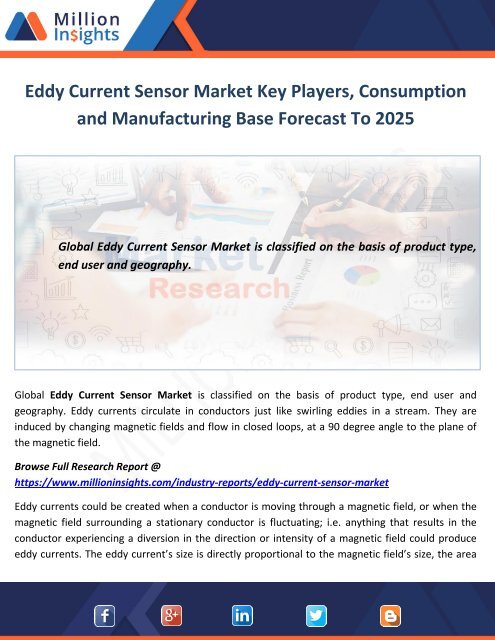 Eddy Current Sensor Market Key Players, Consumption and Manufacturing Base Forecast To 2025