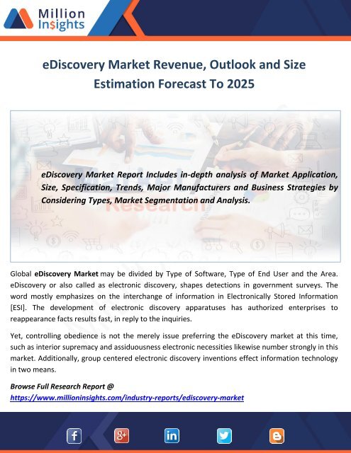 eDiscovery Market Revenue, Outlook and Size Estimation Forecast To 2025