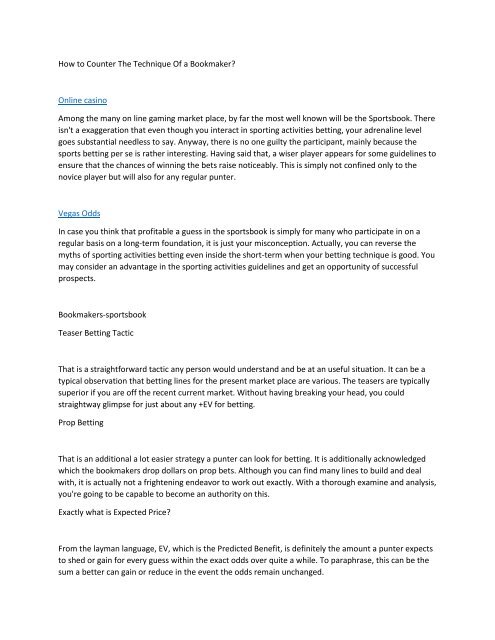 How to Counter The Technique Of a Bookmaker
