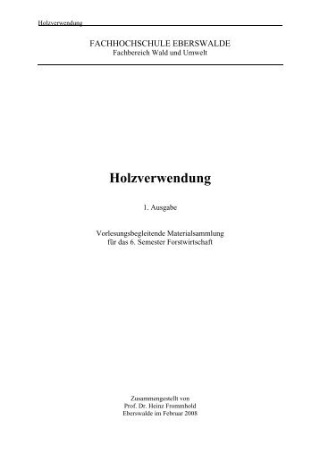 Holzverwendung - Hochschule für nachhaltige Entwicklung ...