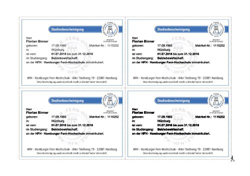 Studienbescheinigung