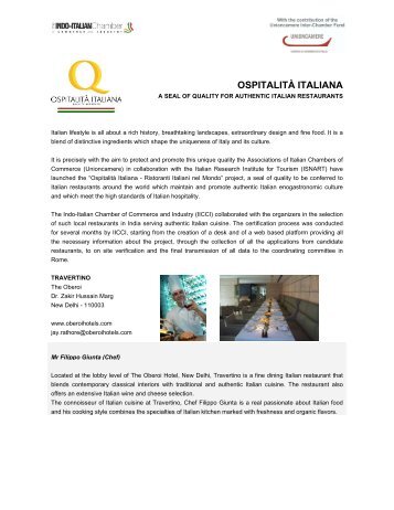 OSPITALITĀ ITALIANA - Indo Italian Chamber Of Commerce