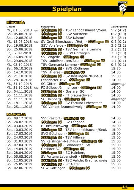 Saison 18/19 - SpTg 11: Gö̈ttingen 05 - SVG Gö̈ttingen