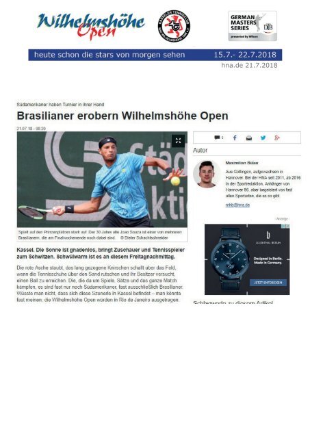 Dokumentation Wilhelmshöhe Open 2018