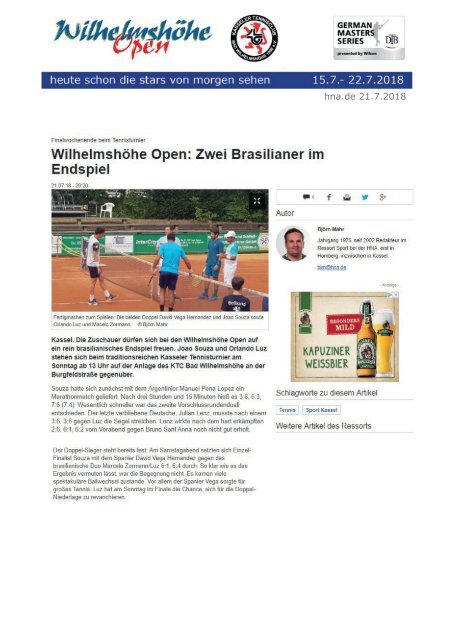 Dokumentation Wilhelmshöhe Open 2018