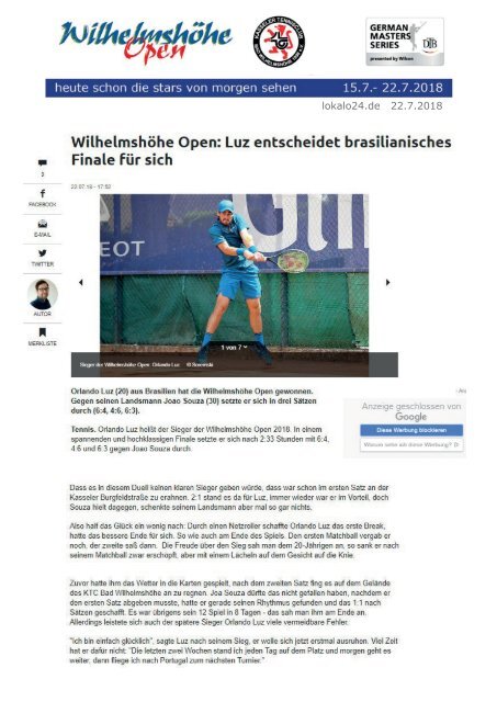 Dokumentation Wilhelmshöhe Open 2018