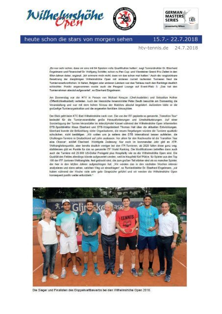 Dokumentation Wilhelmshöhe Open 2018