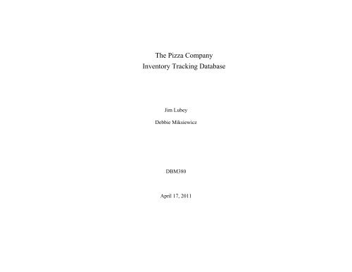 The Pizza Company Inventory Tracking Database - Njit.edu