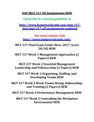 UOP MGT 317 All Assignments NEW
