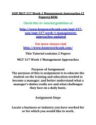 UOP MGT 317 Week 1 Management Approaches