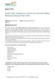 Global High Temperature Grease & Lubricants Market Professional Survey Report 2018