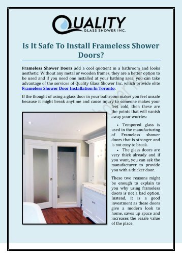 Is It Safe To Install Frameless Shower Doors?