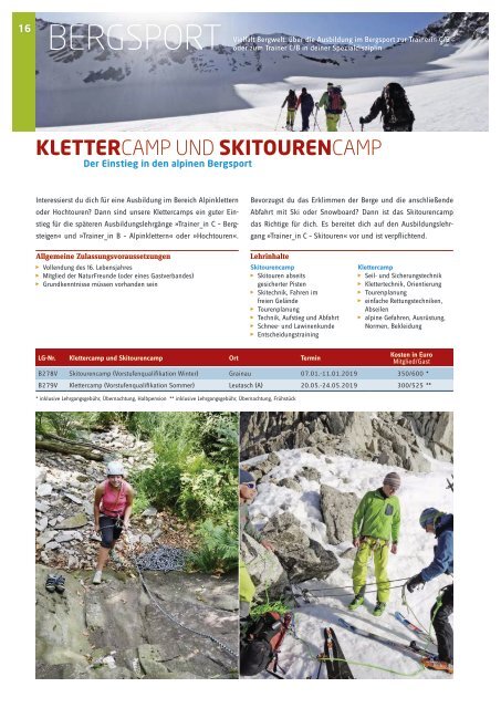 NaturFreunde Deutschlands | Natursport Ausbildungsprogramm 2019