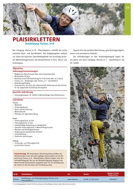 NaturFreunde Deutschlands | Natursport Ausbildungsprogramm 2019