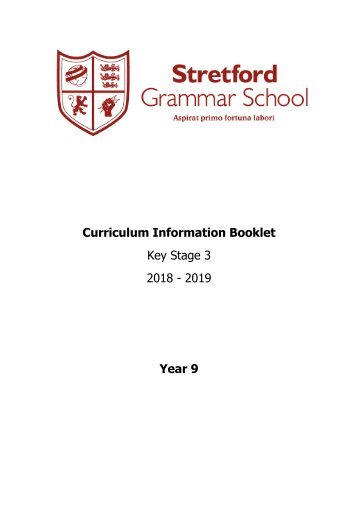 Year 9 Curriculum Information Booklet 2018-2019