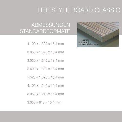 LIFE STYLE BOARD WoodLine Sortiment