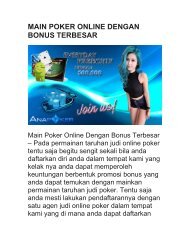 MAIN POKER ONLINE DENGAN BONUS TERBESAR