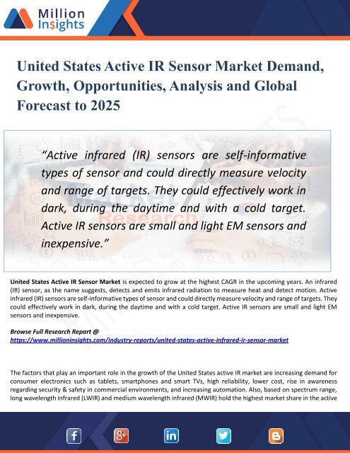 United States Active IR Sensor Market Manufacturing Cost Analysis, Key Raw Materials, Price Trend, Industrial Chain Analysis by 2025