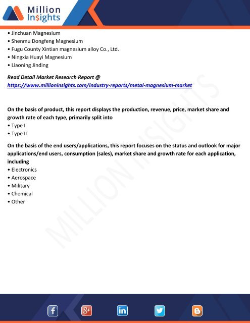 Metal Magnesium Market Applications, Drivers and Top Players Forecast Till 2025