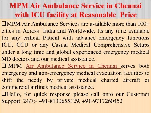 Full ICU Setup by MPM Air Ambulance Service in Mumbai