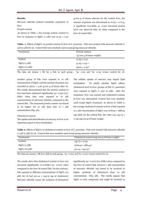 Adverse effects and metabolic impairment in liver of fresh water fish, C. punctata exposed to mercuric chloride and cold stress