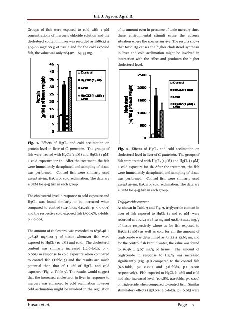 Adverse effects and metabolic impairment in liver of fresh water fish, C. punctata exposed to mercuric chloride and cold stress