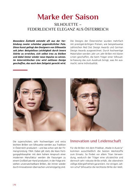 Sehenswert Magazin Herbst/Winter 2018-19 Optik Schiborr