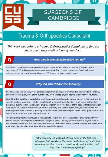 Surgeons of Cambridge #1 - Trauma and Orthopaedics Consultant