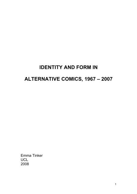 Identity and form in alternative comics, 1967 – 2007 - University ...