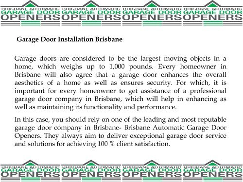 Garage Door Installation Brisbane