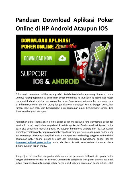 Panduan Download Aplikasi Poker Online Di Hp Android Ataupun Ios1