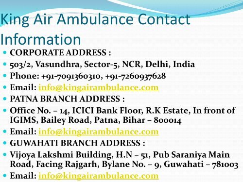 Cost of King Air Ambulance Services in Delhi Very Low