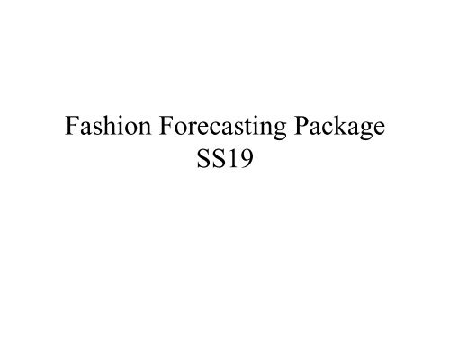 Fashion Forecasting Package