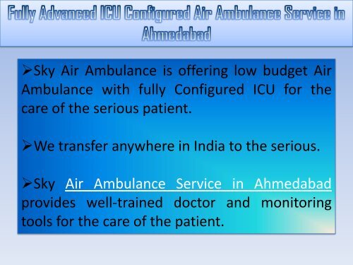 Sky Air Ambulance Service in Gaya with Low Budget