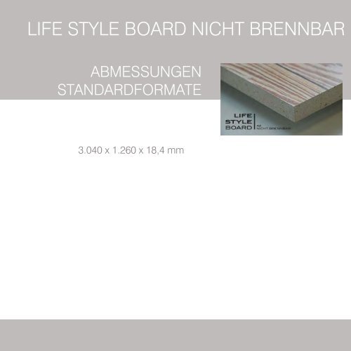 LIFE STYLE BOARD TileLine Möbelbauplatten Sortiment