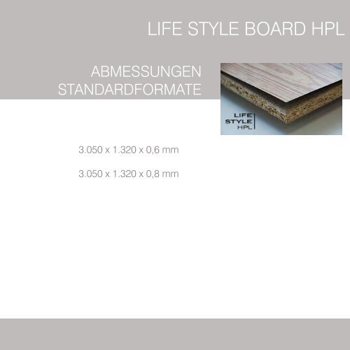 LIFE STYLE BOARD TileLine Möbelbauplatten Sortiment