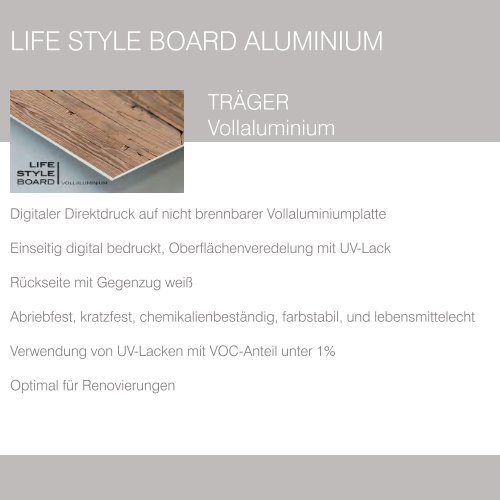 LIFE STYLE BOARD MetalLine Sortiment