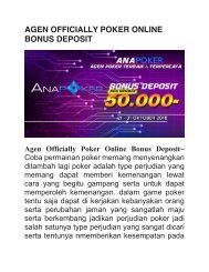 AGEN OFFICIALLY POKER ONLINE BONUS DEPOSIT