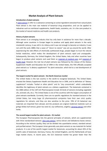 Market Analysis of Plant Extracts